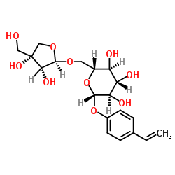 BETA-D-对乙烯基苯基 6-O-芹糖-BETA-D-呋喃糖基-BETA-D-吡喃葡萄糖苷结构式