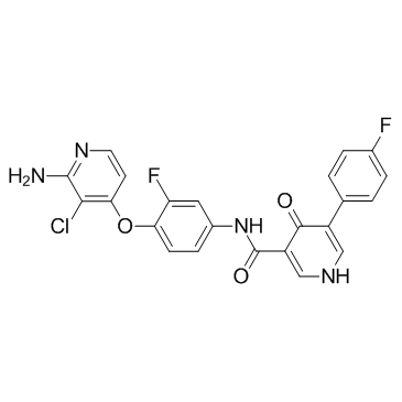 N-[4-[(2-氨基-3-氯-4-吡啶)氧基]-3-氟苯基]-5-(4-氟苯基)-1,4-二氢-4-氧代-3-吡啶羧酰胺结构式