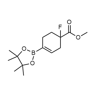 1-氟-4-(4,4,5,5-四甲基-1,3,2-二噁硼烷-2-基)环己烷-3-烯-1-羧酸甲酯结构式