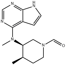 (3R,4R)-4-methyl-3-(methyl(7H-pyrrolo[2,3-d]pyrimidin-4-yl)amino)piperidine-1-carbaldehyde Structure