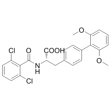 (S)-2-(2,6-二氯苯酰胺)-3-(2,6-二甲氧基-[1,1-联苯]-4-基)丙酸结构式