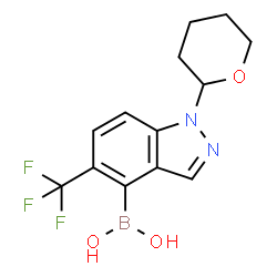 (1-(四氢-2H-吡喃-2-基)-5-(三氟甲基)-1H-吲唑-4-基)硼酸结构式