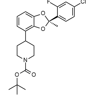 (R)-4-(2-(4-氯-2-氟苯基)-2-甲基苯并[d][1,3]二氧戊环-4-基)哌啶-1-羧酸叔丁酯结构式