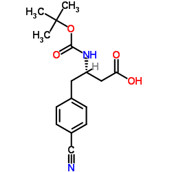 (S)-3-((叔丁氧羰基)氨基)-4-(4-氰基苯基)丁酸结构式