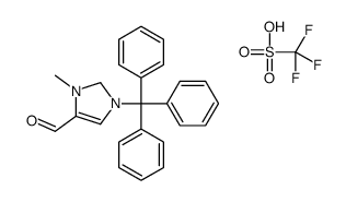 1-methyl-3-trityl-1,2-dihydroimidazol-1-ium-5-carbaldehyde,trifluoromethanesulfonate结构式