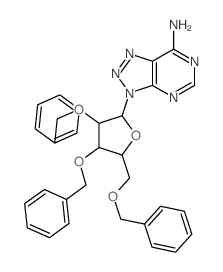 9-[3,4-bis(phenylmethoxy)-5-(phenylmethoxymethyl)oxolan-2-yl]-2,4,7,8,9-pentazabicyclo[4.3.0]nona-1,3,5,7-tetraen-5-amine结构式