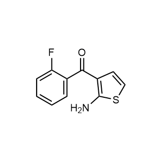 (2-氨基-3-噻吩基)(2-氟苯基)甲酮结构式