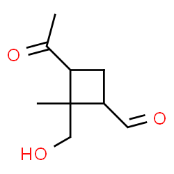 Cyclobutanecarboxaldehyde, 3-acetyl-2-(hydroxymethyl)-2-methyl- (9CI) Structure