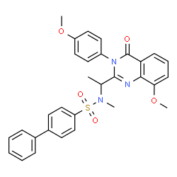 [1,1-Biphenyl]-4-sulfonamide,N-[1-[3,4-dihydro-8-methoxy-3-(4-methoxyphenyl)-4-oxo-2-quinazolinyl]ethyl]-N-methyl-结构式