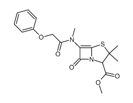 3,3-dimethyl-6-(methyl-phenoxyacetyl-amino)-7-oxo-4-thia-1-aza-bicyclo[3.2.0]hept-5-ene-2-carboxylic acid methyl ester Structure
