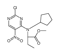 (2R)-2-[(2-氯-5-硝基-4-嘧啶基)环戊胺基]-丁酸甲酯结构式