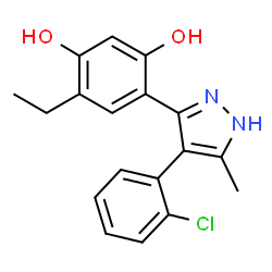 4-[4-(2-chlorophenyl)-5-methyl-1H-pyrazol-3-yl]-6-ethylbenzene-1,3-diol结构式
