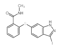 2-(3-碘-1H-吲唑-6-基硫代)-N-甲基苯甲酰胺结构式