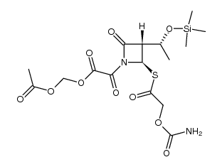 acetoxymethyl 2-((2R,3S)-2-((2-(carbamoyloxy)acetyl)thio)-4-oxo-3-((R)-1-((trimethylsilyl)oxy)ethyl)azetidin-1-yl)-2-oxoacetate结构式
