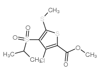 3-氯-4-(异丙基磺酰基)-5-(甲基硫代)噻吩-2-羧酸甲酯结构式