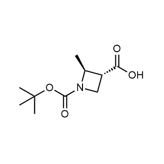 (2S,3R)-1-(叔丁氧羰基)-2-甲基氮杂环丁烷-3-羧酸结构式