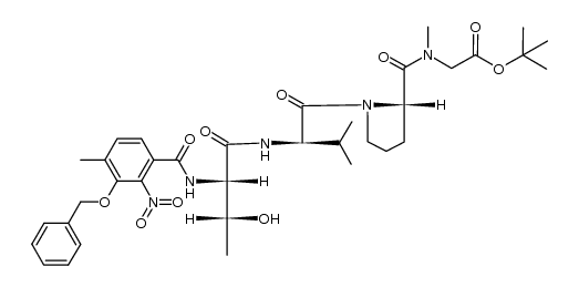 [3-(benzyloxy)-4-methyl-2-nitrobenzoyl]-L-threonyl-D-valyl-L-prolyl-sarcosine tert-butyl ester Structure