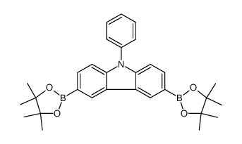 9-苯基-3,6-双(4,4,5,5-四甲基-1,3,2-二氧杂环戊硼-2-基)咔唑结构式