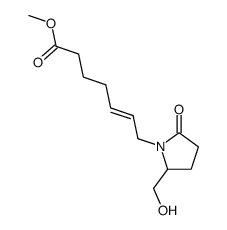 (E)-7-(2-Hydroxymethyl-5-oxo-pyrrolidin-1-yl)-hept-5-enoic acid methyl ester结构式
