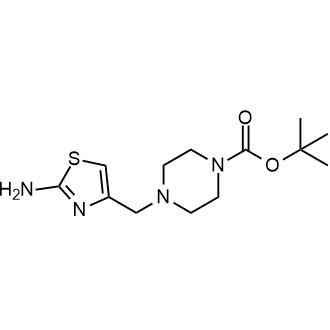 4-[(2-氨基-1,3-噻唑-4-基)甲基]哌嗪-1-羧酸叔丁酯结构式
