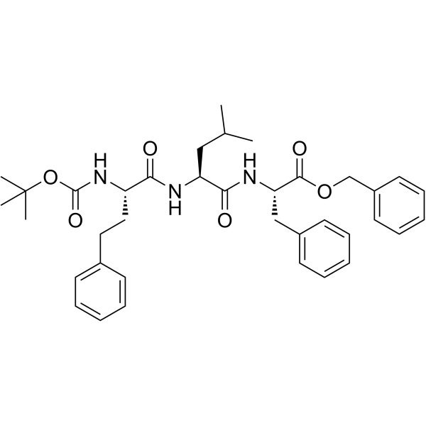 (ALPHAS)-ALPHA-[[叔丁氧羰基]氨基]苯丁酰基-L-亮氨酰基-L-苯丙氨酸苄酯结构式