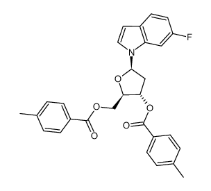 1-[2'-deoxy-3',5'-bis-O-(4-methylbenzoyl)-β-D-erythro-pentofuranosyl]-6-fluoroindole Structure