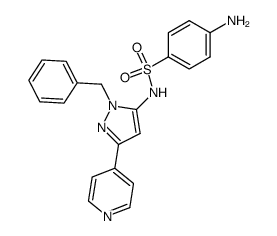 4-amino-N-(2-benzyl-5-pyridin-4-yl-2H-pyrazol-3-yl)-benzenesulfonamide结构式