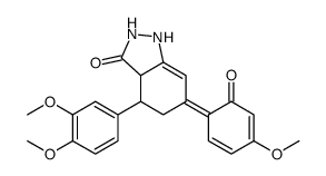 (6E)-4-(3,4-dimethoxyphenyl)-6-(4-methoxy-6-oxocyclohexa-2,4-dien-1-ylidene)-2,3a,4,5-tetrahydro-1H-indazol-3-one结构式