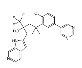 (Alphar)-alpha-[2-[2-甲氧基-5-(5-嘧啶)苯基]-2-甲基丙基]-alpha-(三氟甲基)-1H-吡咯并[2,3-c]吡啶-2-乙醇结构式