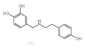 1,2-Benzenediol,4-[[[2-(4-hydroxyphenyl)ethyl]amino]methyl]-, hydrochloride (1:1) Structure