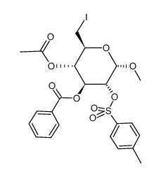 .alpha.-D-Glucopyranoside, methyl 6-deoxy-6-iodo-, 4-acetate 3-benzoate 2-(4-methylbenzenesulfonate)结构式