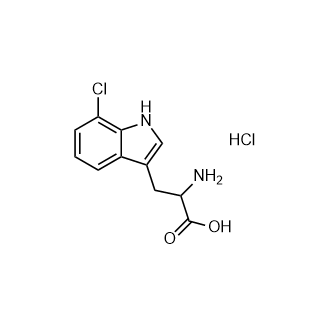 2-氨基-3-(7-氯-1H-吲哚-3-基)丙酸(盐酸盐)结构式
