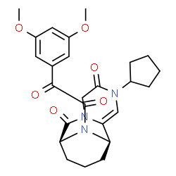 2-Cyclopentyl-8,9,10,11-tetrahydro-12-[2-oxo-2-(3,4,5-trimethoxyphenyl)acetyl]-7,11-imino-2H-pyrazino[1,2-a]azocine-3,6(4H,7H)-dione结构式