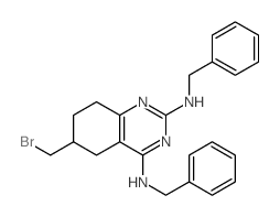 N,N-dibenzyl-6-(bromomethyl)-5,6,7,8-tetrahydroquinazoline-2,4-diamine结构式