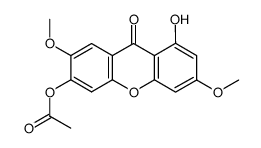 6-acetoxy-1-hydroxy-3,7-dimethoxy-xanthen-9-one结构式