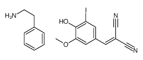 2-[(4-hydroxy-3-iodo-5-methoxy-phenyl)methylidene]propanedinitrile, 2- phenylethanamine Structure