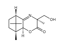 (1S,4S,7S,8R)-4,8,11,11-tetramethyl-4-(hydroxymethyl)-6-oxa-3-aza-tricyclo[6.2.1.02,7]undec-2-en-5-one结构式