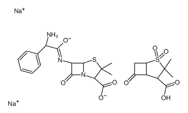 disodium,(2S,5R,6R)-6-[[(2R)-2-amino-2-phenylacetyl]amino]-3,3-dimethyl-7-oxo-4-thia-1-azabicyclo[3.2.0]heptane-2-carboxylate,(1R,4S)-3,3-dimethyl-2,2,6-trioxo-2λ6-thiabicyclo[3.2.0]heptane-4-carboxylate Structure