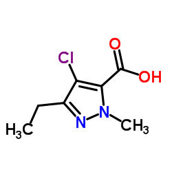 1-甲基-3-乙基-4-氯-5-吡唑甲酸结构式