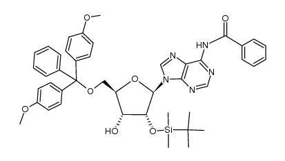 2'-O-tert-butyldimethylsilyl-5'-O-(4,4'-dimethoxytrityl)-6-N-benzoyladenosine Structure