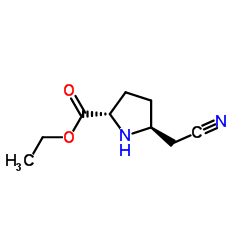 L-Proline, 5-(cyanomethyl)-, ethyl ester, trans- (9CI) Structure