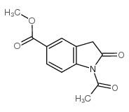 1-乙酰基-2-氧代-2,3-二氢-1H-吲哚-5-羧酸甲酯结构式