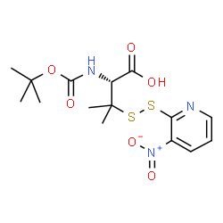 N-[叔丁氧羰基]-3-[(3-硝基-2-吡啶基)二硫基]-L-缬氨酸结构式