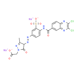 disodium 4-[[4-(2,3-dichloroquinoxaline-6-carboxamido)-2-sulphonatophenyl]azo]-3-methyl-5-oxo-2-pyrazolin-1-acetate Structure
