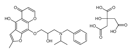 benzyl-[2-hydroxy-3-(4-hydroxy-2-methyl-5-oxofuro[3,2-g]chromen-9-yl)oxypropyl]-propan-2-ylazanium,2-(carboxymethyl)-2,4-dihydroxy-4-oxobutanoate Structure