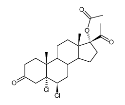 5α,6β-Dichlor-17α-hydroxypregnan-3,20-dion-17-acetat结构式