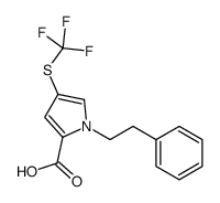 1-(2-phenylethyl)-4-(trifluoromethylsulfanyl)pyrrole-2-carboxylic acid结构式