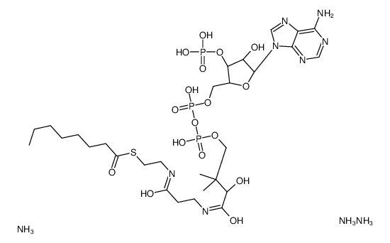 triazanium,[(2R,3R,5R)-5-(6-aminopurin-9-yl)-4-hydroxy-2-[[[[(3R)-3-hydroxy-2,2-dimethyl-4-[[3-(2-octanoylsulfanylethylamino)-3-oxopropyl]amino]-4-oxobutoxy]-oxidophosphoryl]oxy-oxidophosphoryl]oxymethyl]oxolan-3-yl] hydrogen phosphate Structure