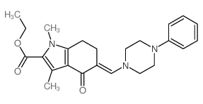 ethyl 1,3-dimethyl-4-oxo-5-[(4-phenylpiperazin-1-yl)methylidene]-6,7-dihydroindole-2-carboxylate结构式