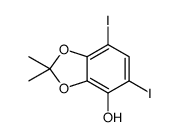 5,7-diiodo-2,2-dimethyl-1,3-benzodioxol-4-ol结构式
